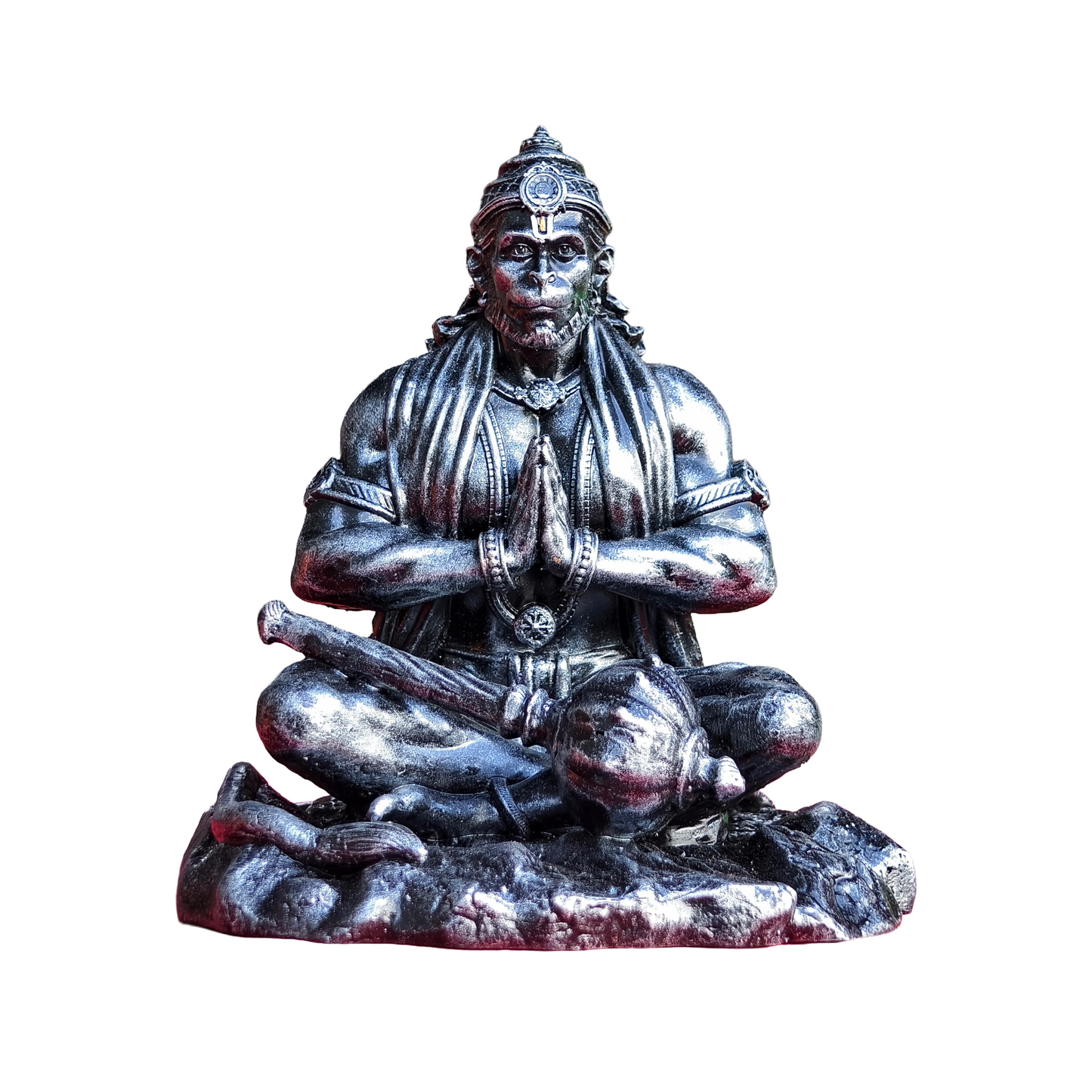 4 Inch Lord Hanuman Idol for Car Dashboard, Premium Copper & Silver Finish Bajrangbali Murti, Hanuman Ji Statue for Office Desk, Study Table, Home Temple & Home Decor