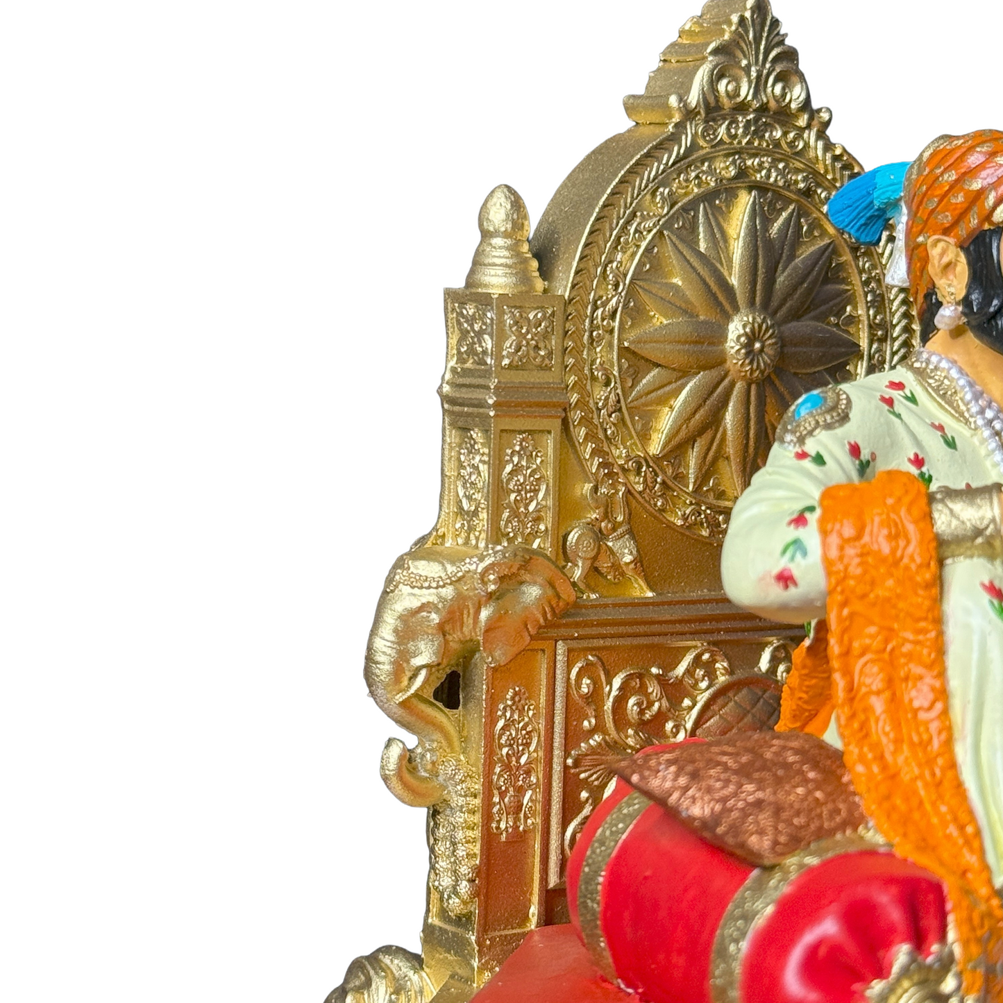 Chhatrapati Shivaji Maharaj Idol Sitting on Sinhasan | 7 Inch Multicolour Premium Finish Statue | Shivaji Maharaj Murti for Home Temple, Office Desk & Living Room Decor | Maratha King Collectible Idol | Shiv Jayanti Gift