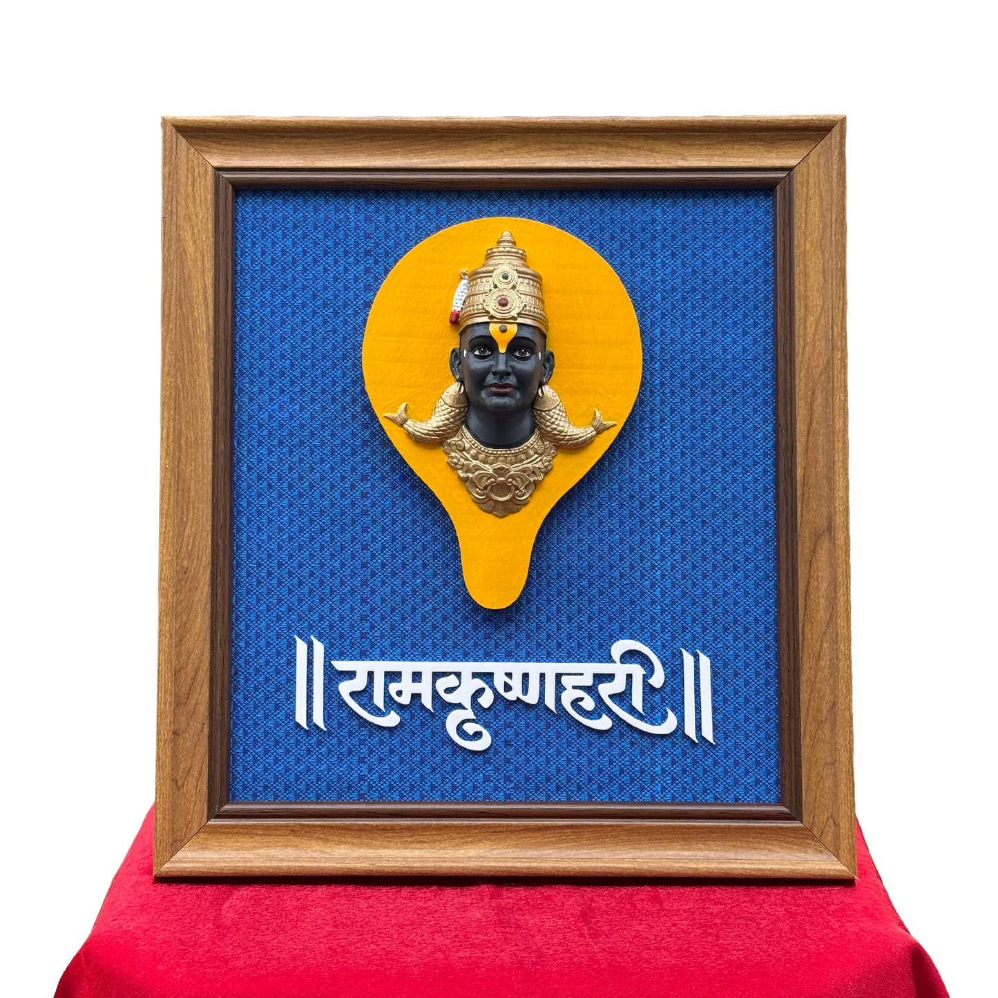 Lord Vitthal Wall Mural Frame 11 x 10 Inch | Premium Hand Painted Polyresin Vithoba Murti Wall Hanging | Multicolour Pandurang Wall Decor for Home Temple, Living Room, Office & Gifting