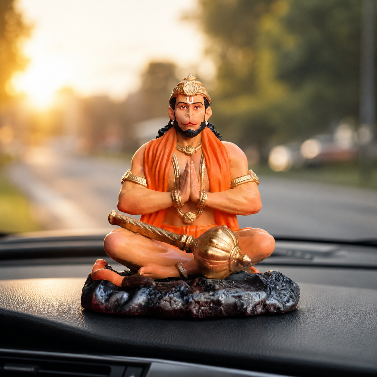 Lord Hanuman Idol for Car Dashboard | 4 Inch Multicolour Polyresin Bajrangbali Murti for Car | Office Desk, Study Table & Home Decor | Washable Hindu God Statue | Spiritual Gift for Hanuman Bhakt