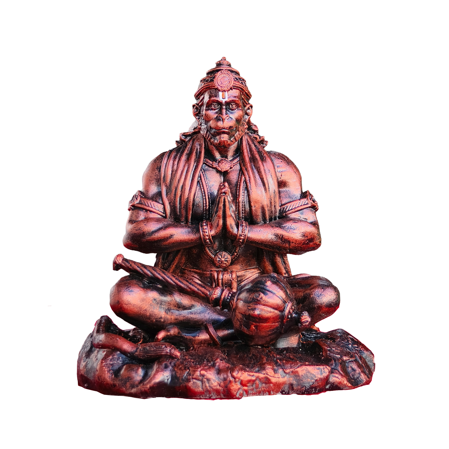 4 Inch Lord Hanuman Idol for Car Dashboard, Premium Copper & Silver Finish Bajrangbali Murti, Hanuman Ji Statue for Office Desk, Study Table, Home Temple & Home Decor