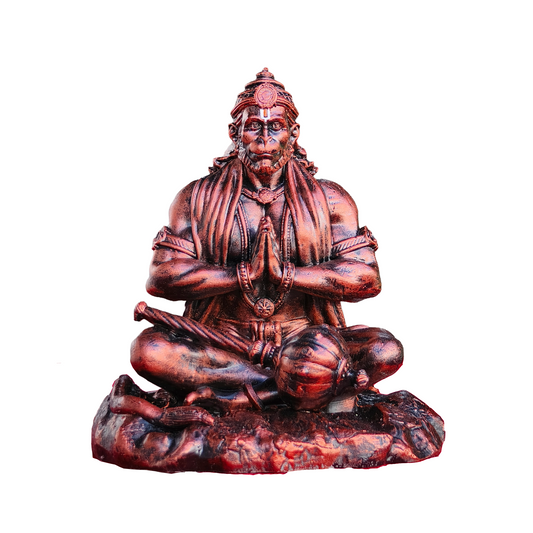 4 Inch Lord Hanuman Idol for Car Dashboard, Premium Copper & Silver Finish Bajrangbali Murti, Hanuman Ji Statue for Office Desk, Study Table, Home Temple & Home Decor