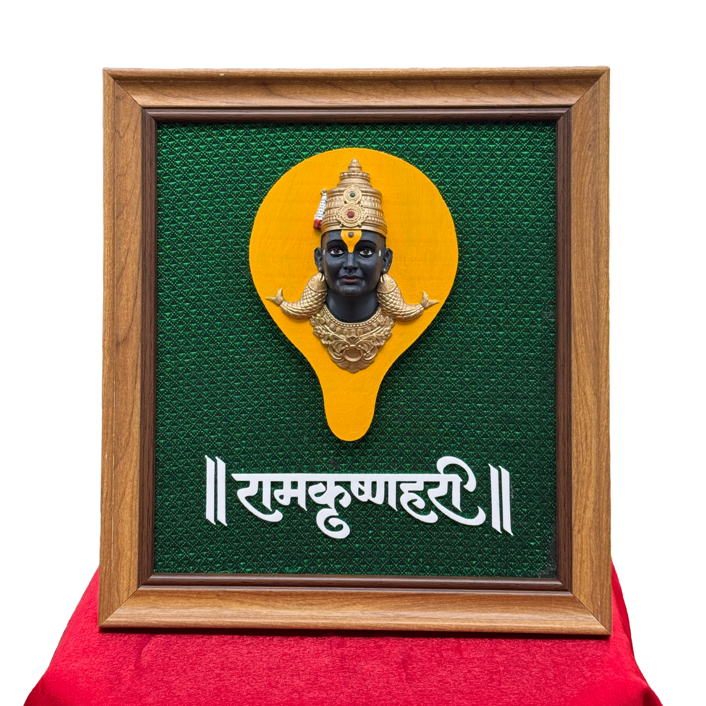 Lord Vitthal Wall Mural Frame 11 x 10 Inch | Premium Hand Painted Polyresin Vithoba Murti Wall Hanging | Multicolour Pandurang Wall Decor for Home Temple, Living Room, Office & Gifting