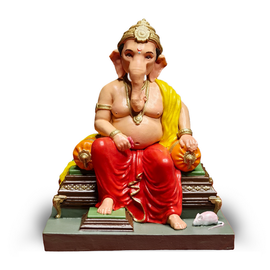 Ganpati Bappa Idol 4 Inch Multicolour | Lord Ganesha Dashboard Idol for Car, Home Temple & Office Desk | Premium Polyresin Ganesh Murti for Gifting & Decoration