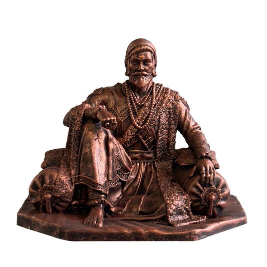 Chhatrapati Shivaji Maharaj Idol for Car Dashboard | 4 Inch Copper Finish Statue | Shivaji Maharaj Murti for Car, Home Temple & Office Desk | Maratha King Decorative Idol | Shivaji Maharaj Gift Item