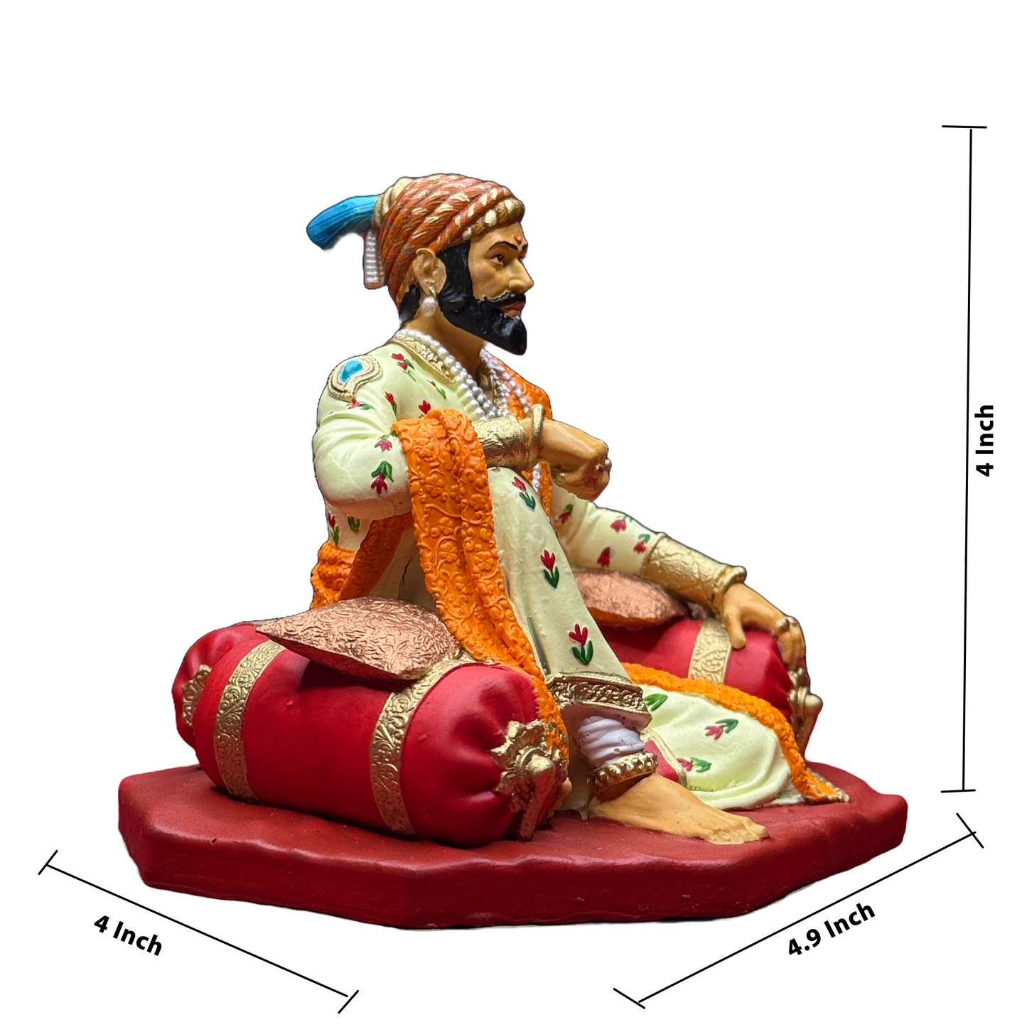 Chhatrapati Shivaji Maharaj Idol for Car Dashboard | 4 Inch Multicolour Premium Finish Statue | Shivaji Maharaj Murti for Car Home Temple Office Desk | Maratha King Decorative Idol | Gift for Shiv Jayanti