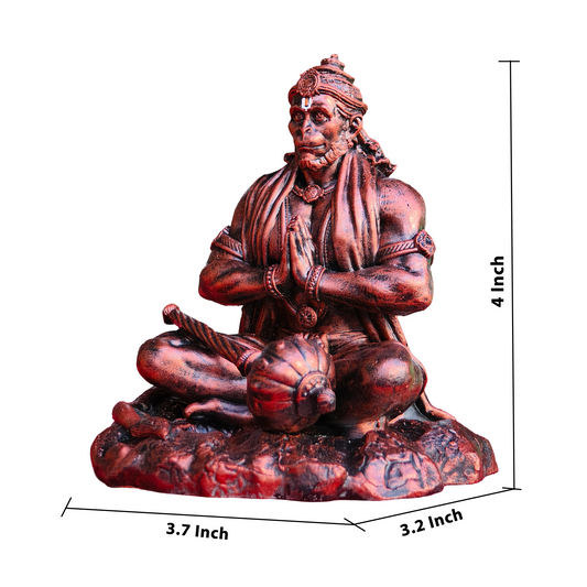 4 Inch Lord Hanuman Idol for Car Dashboard, Premium Copper & Silver Finish Bajrangbali Murti, Hanuman Ji Statue for Office Desk, Study Table, Home Temple & Home Decor