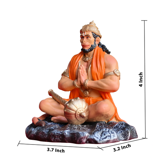Lord Hanuman Idol for Car Dashboard | 4 Inch Multicolour Polyresin Bajrangbali Murti for Car | Office Desk, Study Table & Home Decor | Washable Hindu God Statue | Spiritual Gift for Hanuman Bhakt