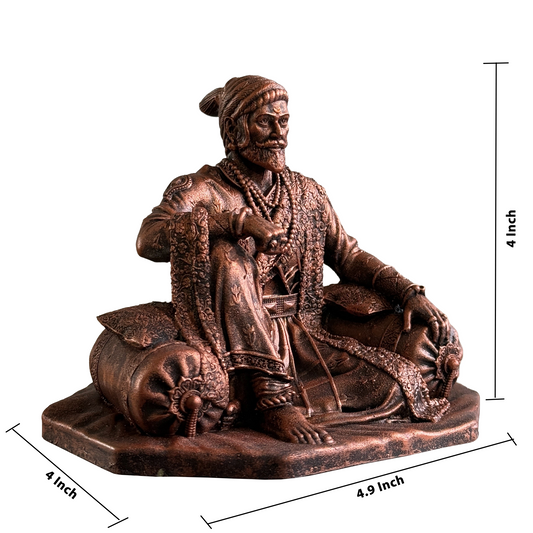 Chhatrapati Shivaji Maharaj Idol for Car Dashboard | 4 Inch Copper Finish Statue | Shivaji Maharaj Murti for Car, Home Temple & Office Desk | Maratha King Decorative Idol | Shivaji Maharaj Gift Item