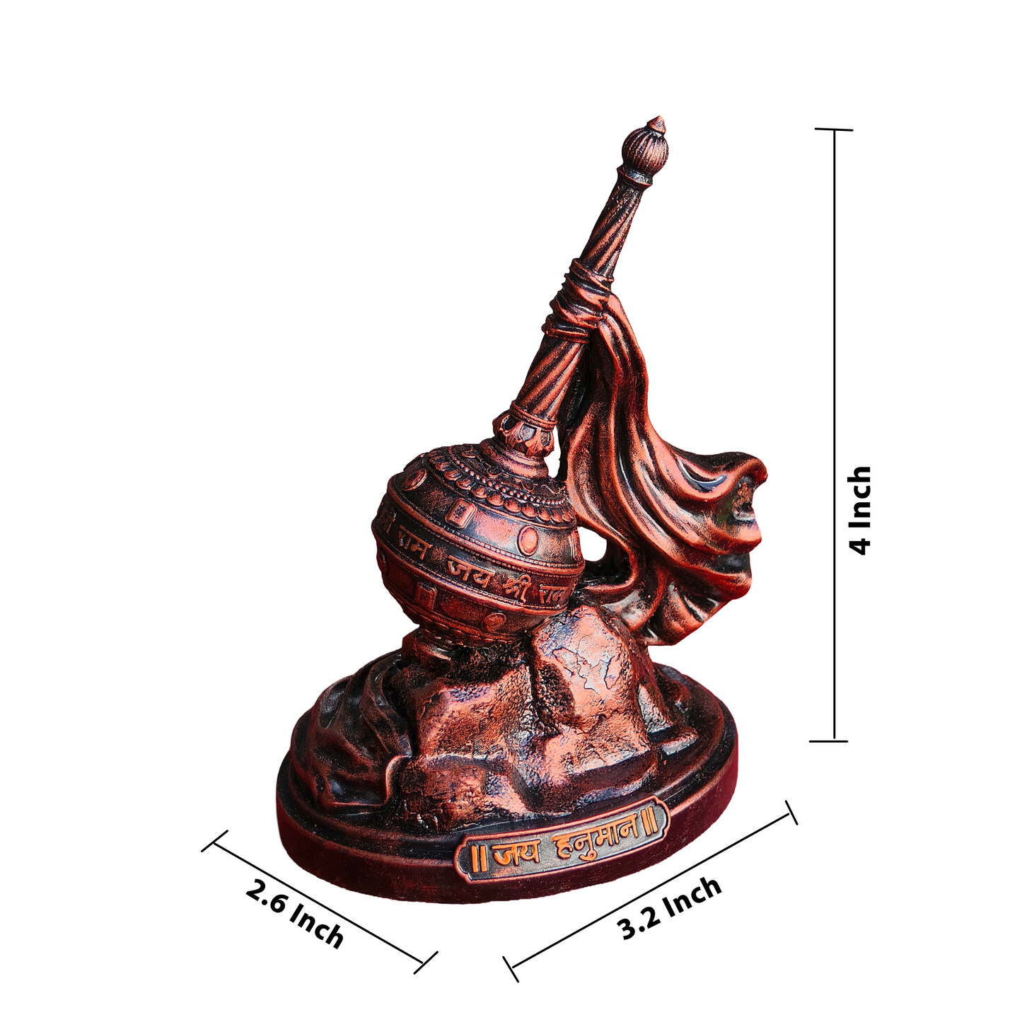 Hanuman Gada Idol for Car Dashboard 4 Inch | Bajrangbali Gada Murti | Premium Polyresin Dashboard Idol for Car, Office Desk & Home Decor | Available in Multicolour, Copper & Silver Finish