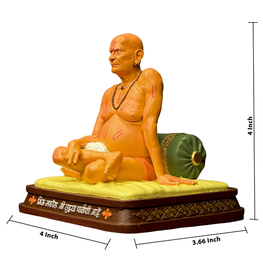 Swami Samarth Murti for Car Dashboard | 4 Inch Multicolour Polyresin Statue with Premium Finish | Spiritual Idol for Car Interior, Home Decor & Office | Divine Gift Item for Devotees