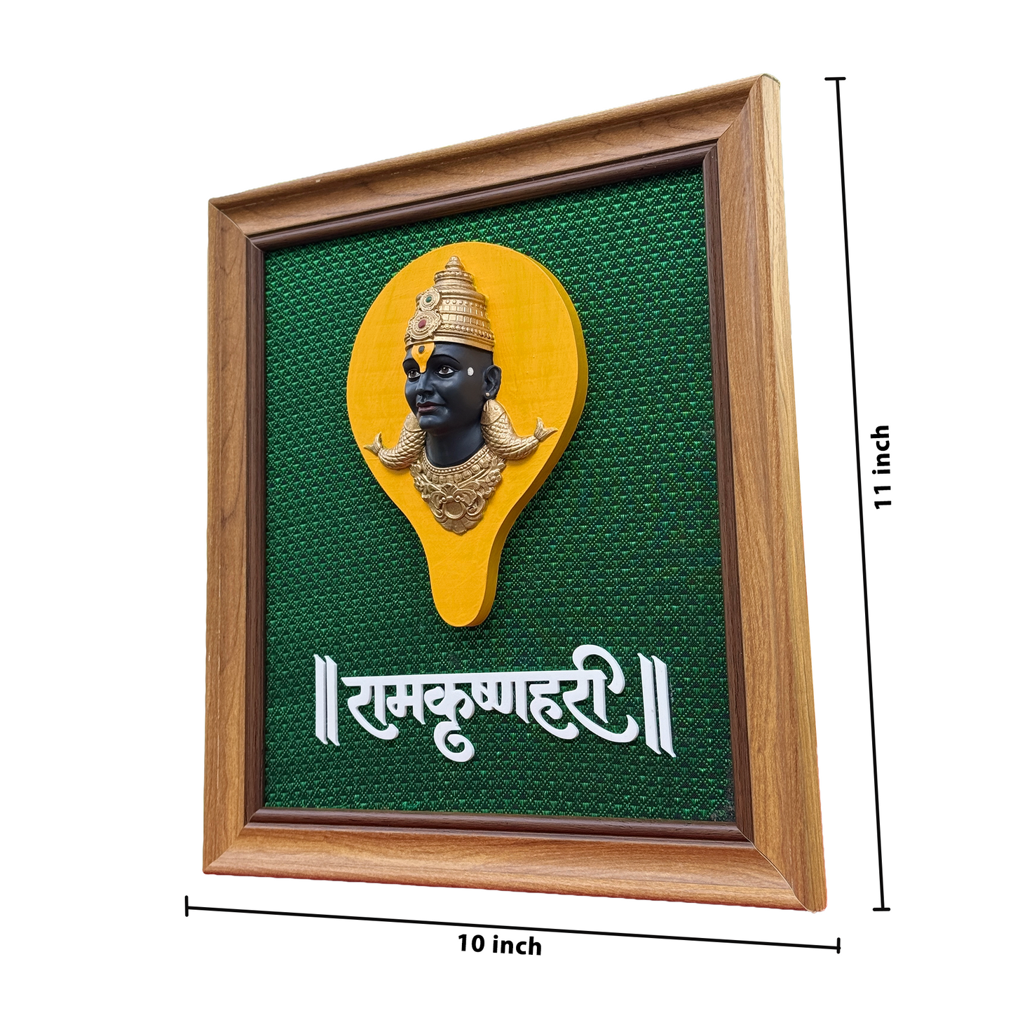 Lord Vitthal Wall Mural Frame 11 x 10 Inch | Premium Hand Painted Polyresin Vithoba Murti Wall Hanging | Multicolour Pandurang Wall Decor for Home Temple, Living Room, Office & Gifting