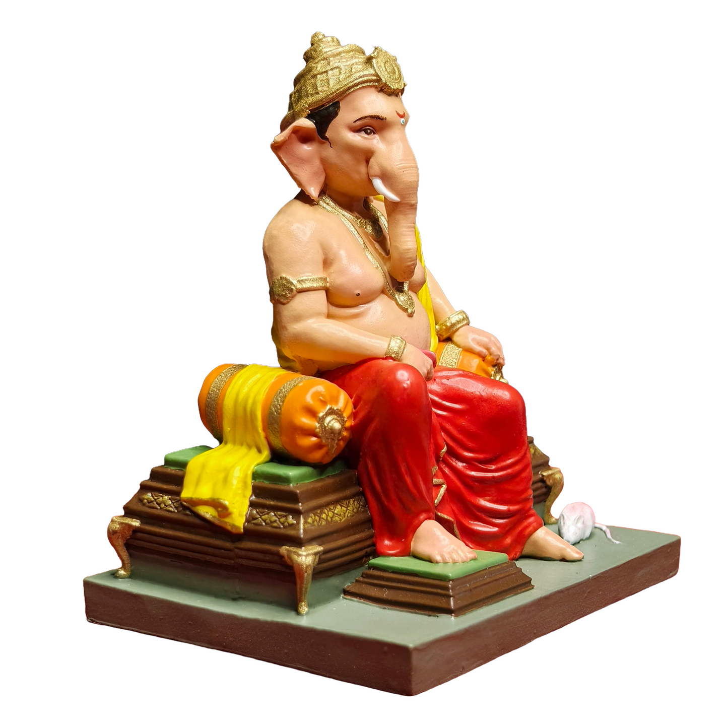 Ganpati Bappa Idol 4 Inch Multicolour | Lord Ganesha Dashboard Idol for Car, Home Temple & Office Desk | Premium Polyresin Ganesh Murti for Gifting & Decoration