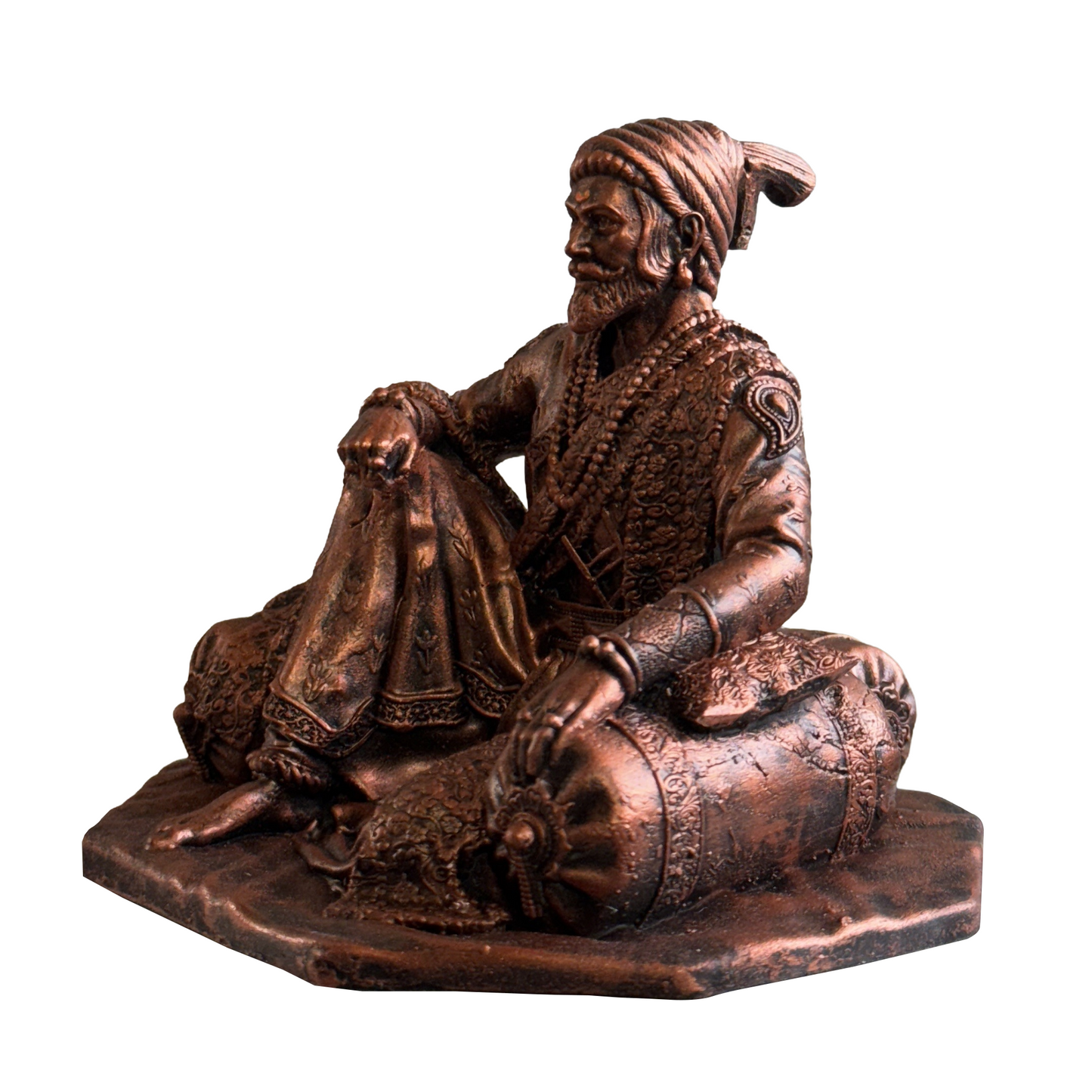 Chhatrapati Shivaji Maharaj Idol for Car Dashboard | 4 Inch Copper Finish Statue | Shivaji Maharaj Murti for Car, Home Temple & Office Desk | Maratha King Decorative Idol | Shivaji Maharaj Gift Item