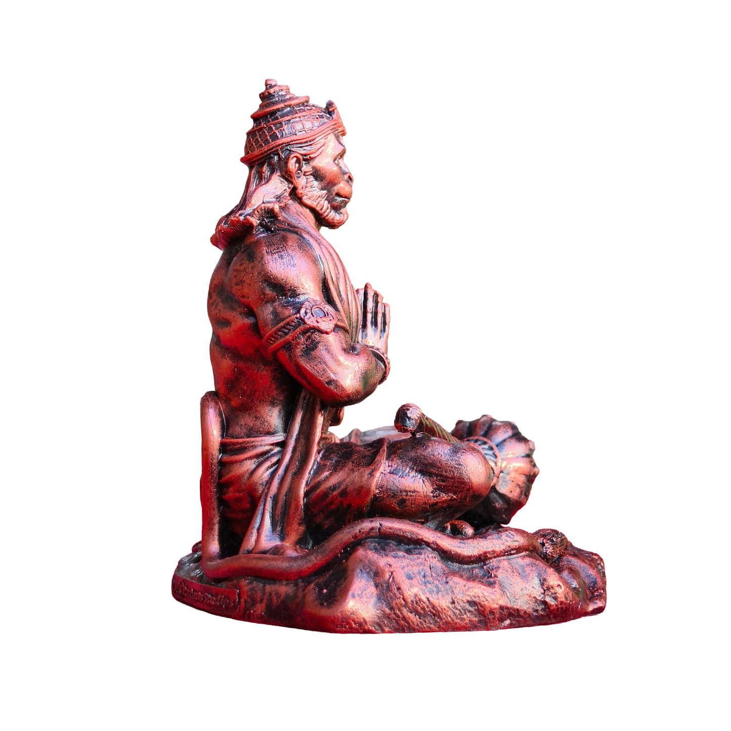 4 Inch Lord Hanuman Idol for Car Dashboard, Premium Copper & Silver Finish Bajrangbali Murti, Hanuman Ji Statue for Office Desk, Study Table, Home Temple & Home Decor