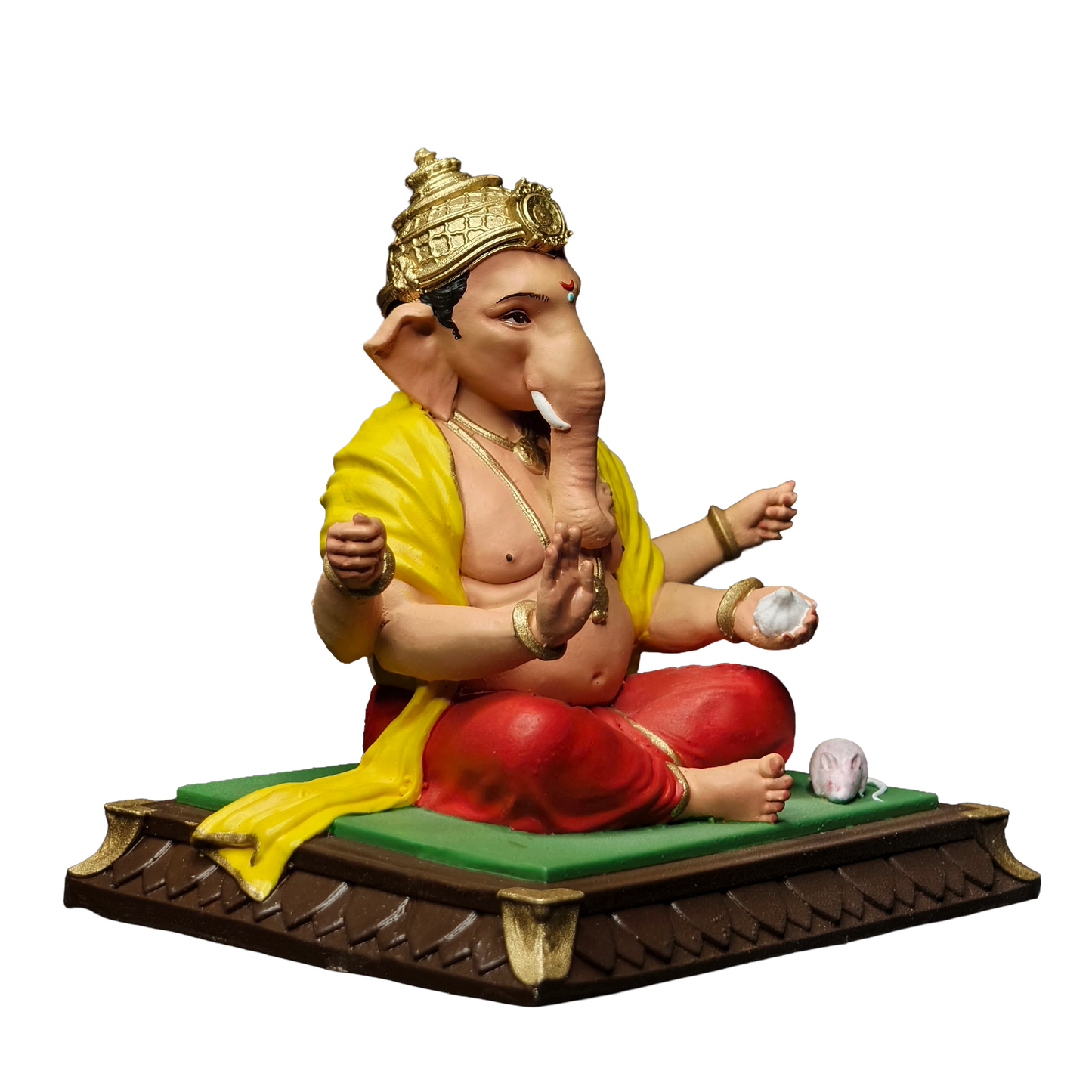 Ganesh Idol for Car Dashboard 4 Inch | Ganpati Bappa Murti Multicolour | Lord Ganesha Idol for Home Decor, Mandir & Office Desk | Polyresin Ganesh Statue for Gift & Decoration