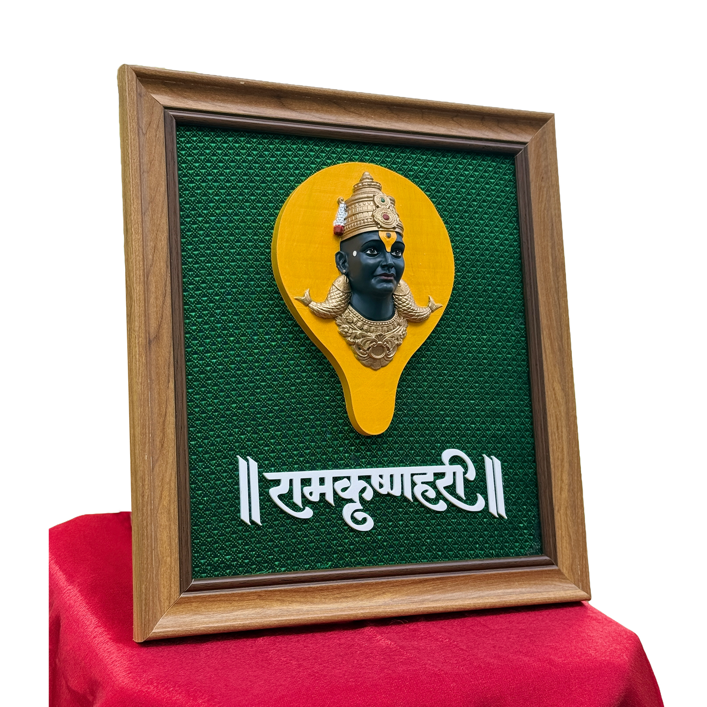 Lord Vitthal Wall Mural Frame 11 x 10 Inch | Premium Hand Painted Polyresin Vithoba Murti Wall Hanging | Multicolour Pandurang Wall Decor for Home Temple, Living Room, Office & Gifting