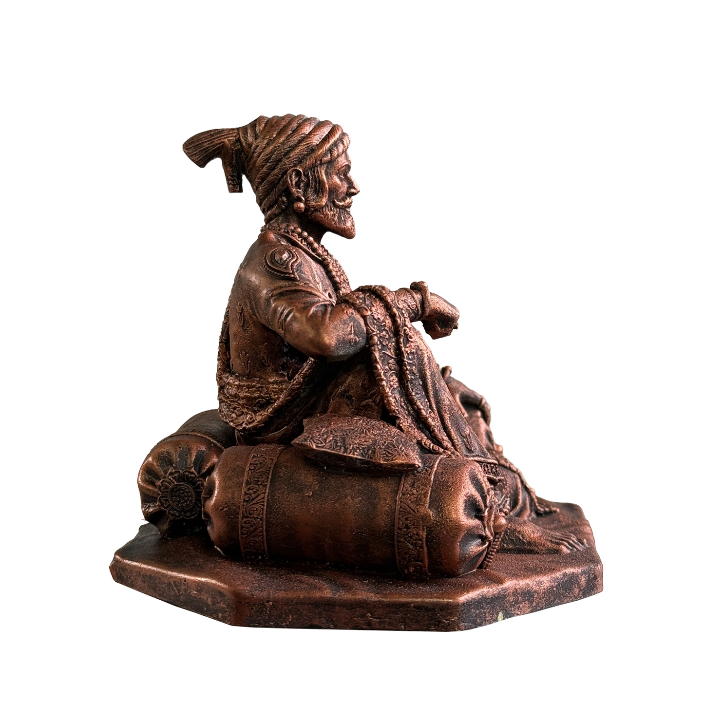 Chhatrapati Shivaji Maharaj Idol for Car Dashboard | 4 Inch Copper Finish Statue | Shivaji Maharaj Murti for Car, Home Temple & Office Desk | Maratha King Decorative Idol | Shivaji Maharaj Gift Item
