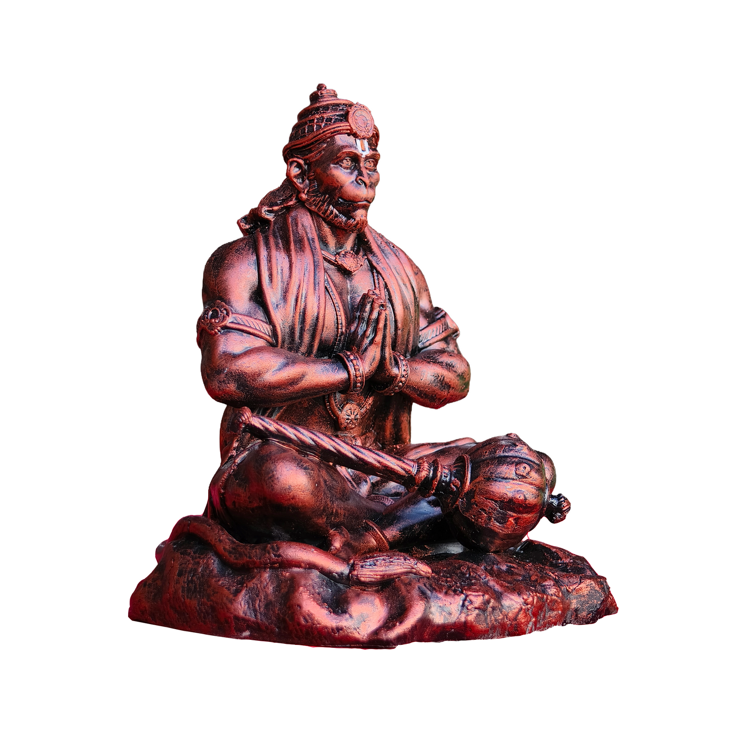 4 Inch Lord Hanuman Idol for Car Dashboard, Premium Copper & Silver Finish Bajrangbali Murti, Hanuman Ji Statue for Office Desk, Study Table, Home Temple & Home Decor