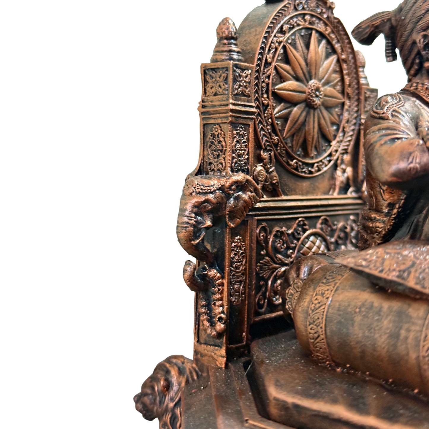 Chhatrapati Shivaji Maharaj Idol Sitting on Sinhasan | 7 Inch Copper Finish Polyresin Statue | Shivaji Maharaj Murti for Home Temple, Office Desk & Living Room Decor | Maratha King Decorative Collectible | Shiv Jayanti Gift
