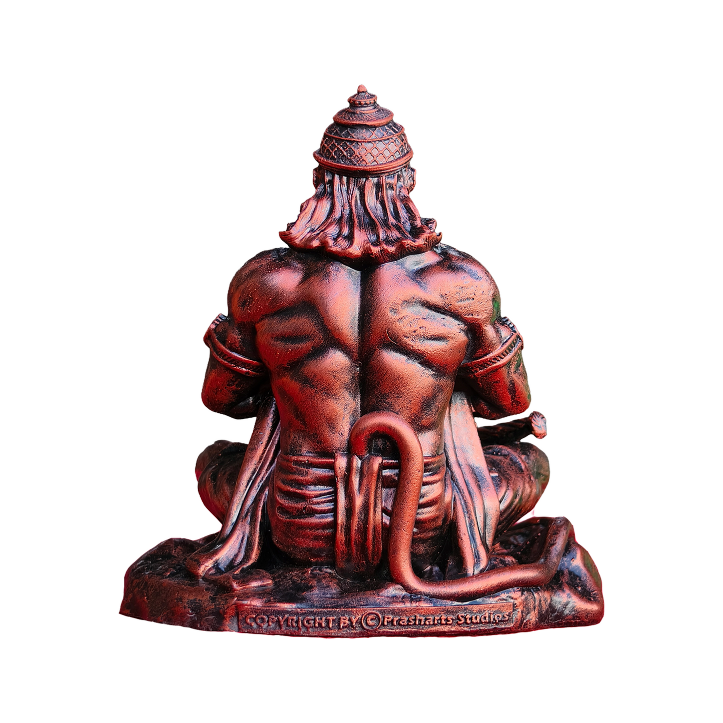 4 Inch Lord Hanuman Idol for Car Dashboard, Premium Copper & Silver Finish Bajrangbali Murti, Hanuman Ji Statue for Office Desk, Study Table, Home Temple & Home Decor