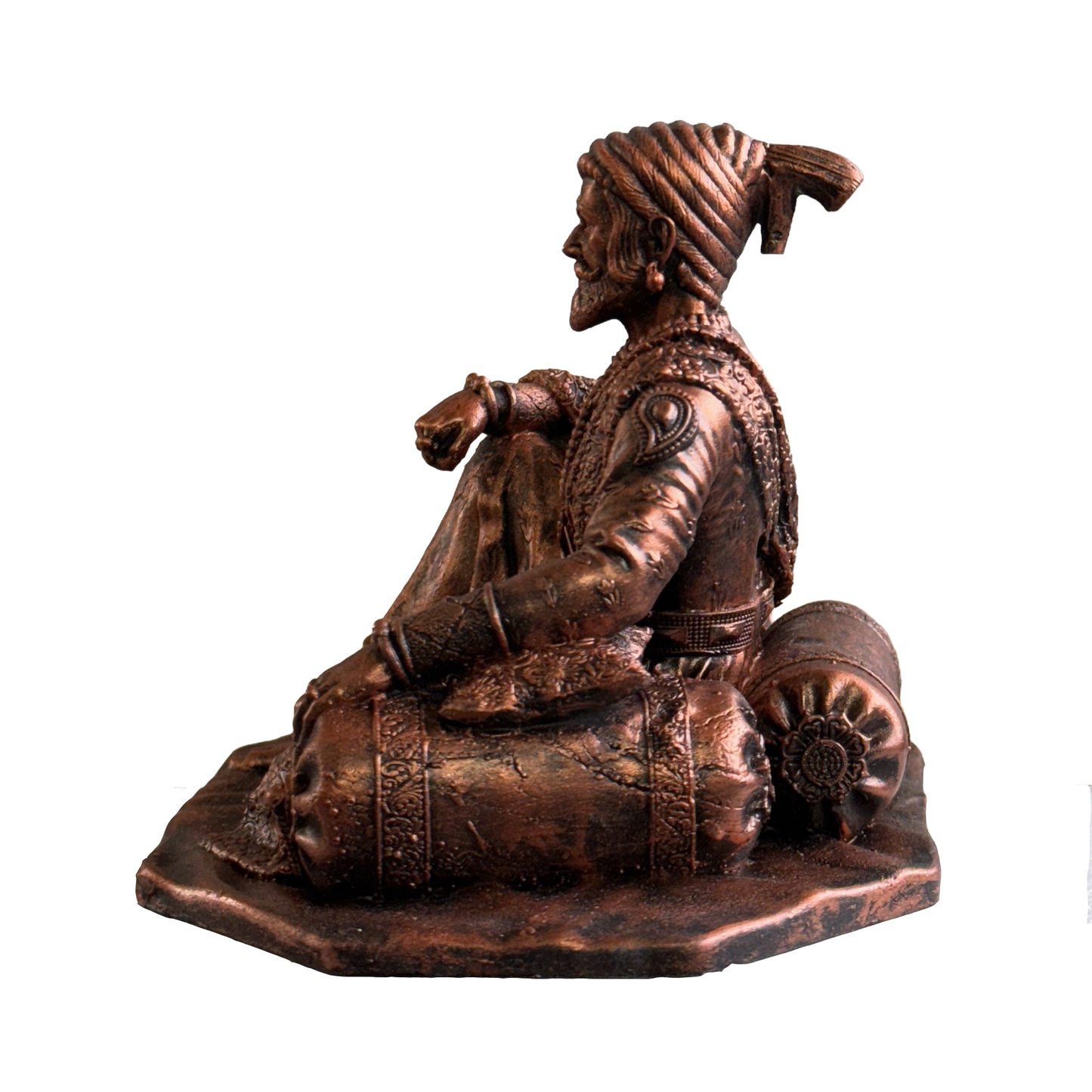 Chhatrapati Shivaji Maharaj Idol for Car Dashboard | 4 Inch Copper Finish Statue | Shivaji Maharaj Murti for Car, Home Temple & Office Desk | Maratha King Decorative Idol | Shivaji Maharaj Gift Item