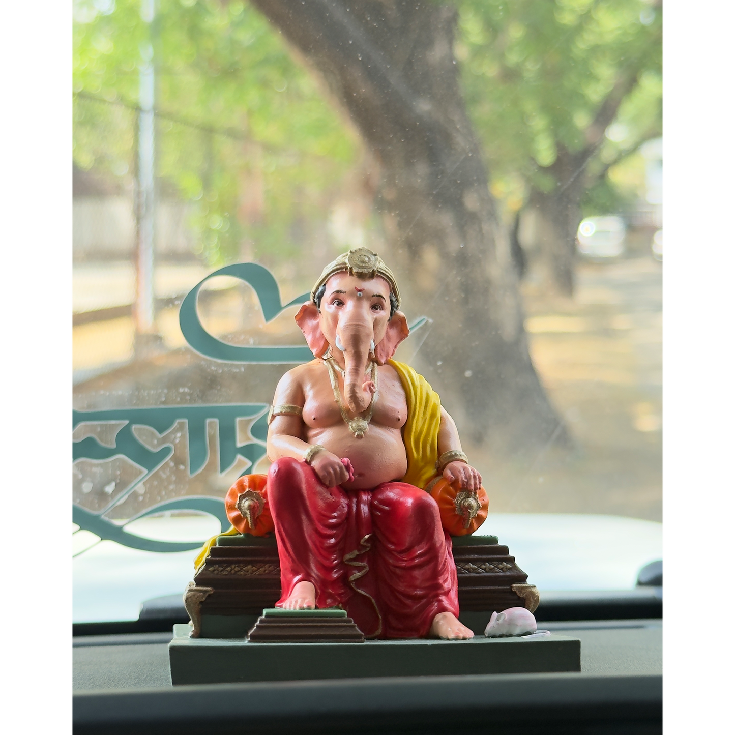 Ganpati Bappa Idol 4 Inch Multicolour | Lord Ganesha Dashboard Idol for Car, Home Temple & Office Desk | Premium Polyresin Ganesh Murti for Gifting & Decoration