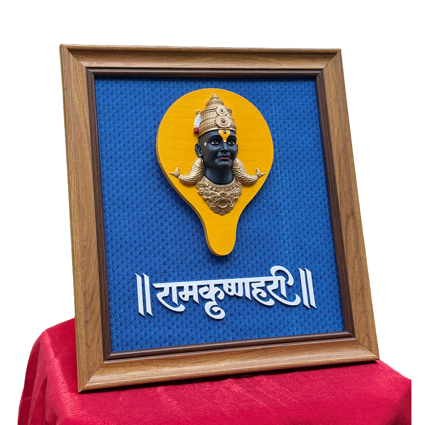 Lord Vitthal Wall Mural Frame 11 x 10 Inch | Premium Hand Painted Polyresin Vithoba Murti Wall Hanging | Multicolour Pandurang Wall Decor for Home Temple, Living Room, Office & Gifting